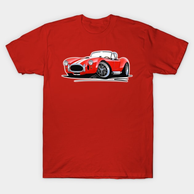 AC Shelby Cobra Classic Car Red (with Stripes) T-Shirt by y30man5